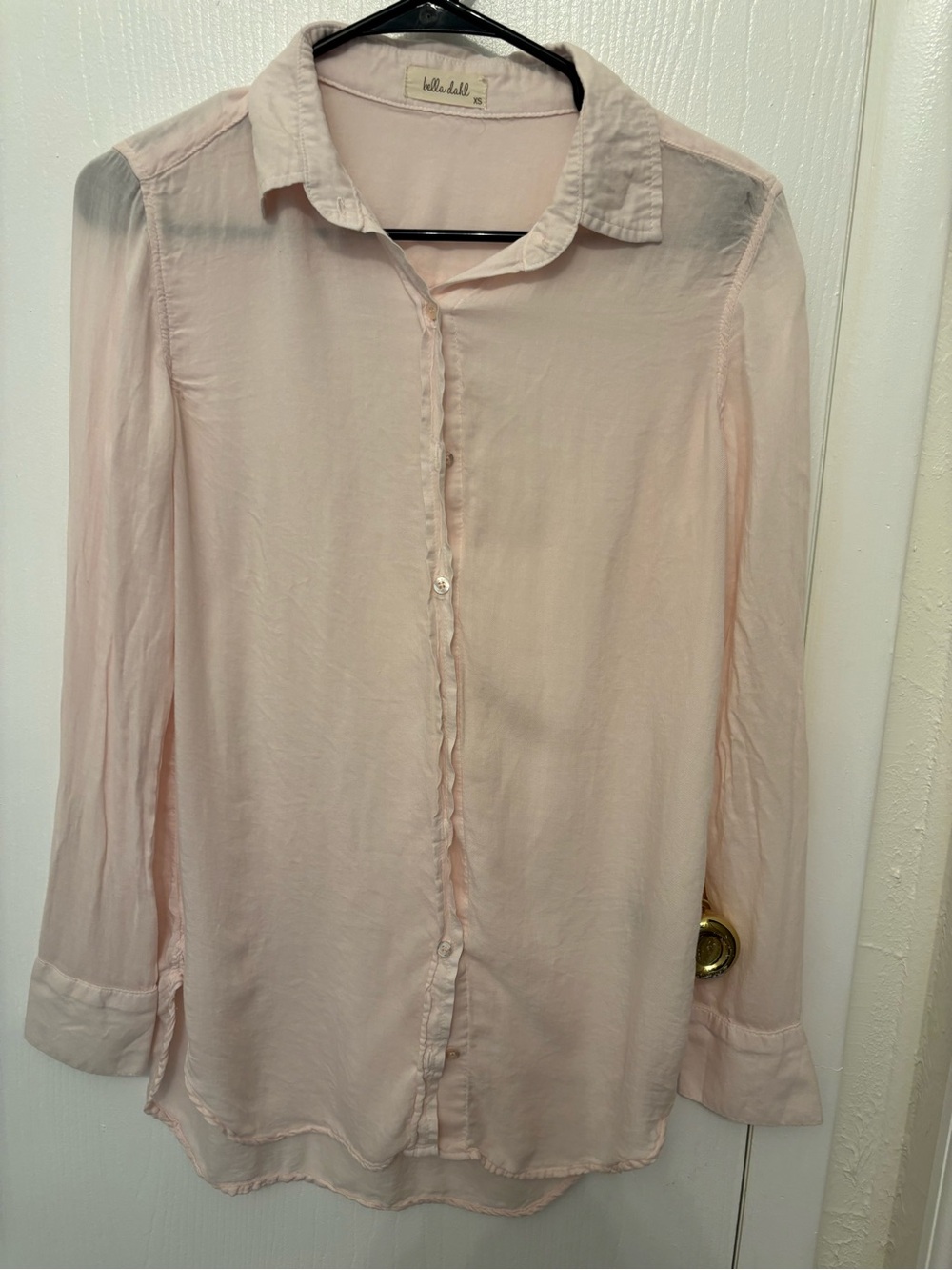 Bella Dahl Light Pink Long-Sleeve Button Down Blouse